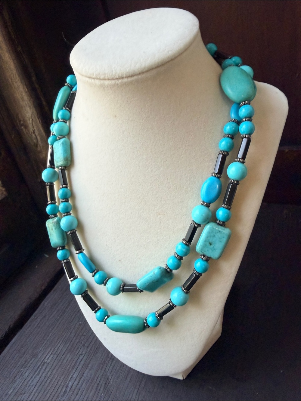 Turquoise Beaded Multi-Strand Necklace - Brand